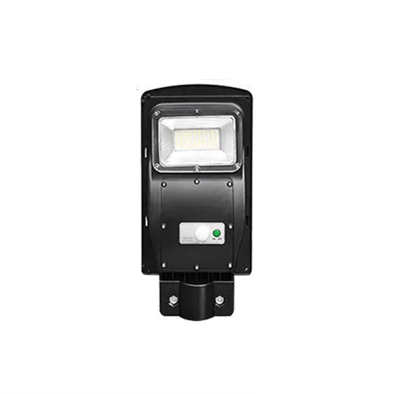 60W integrated solar-powered LED street light unit with remote control for outdoor use.