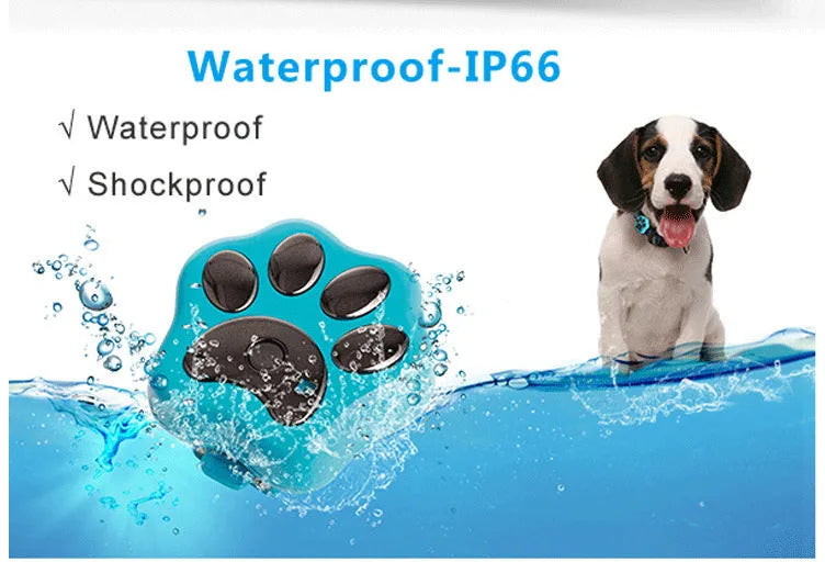 Blue V30 dog collar anti-loss locator, 47x40x15mm plastic, GPS tracker with fence alarm