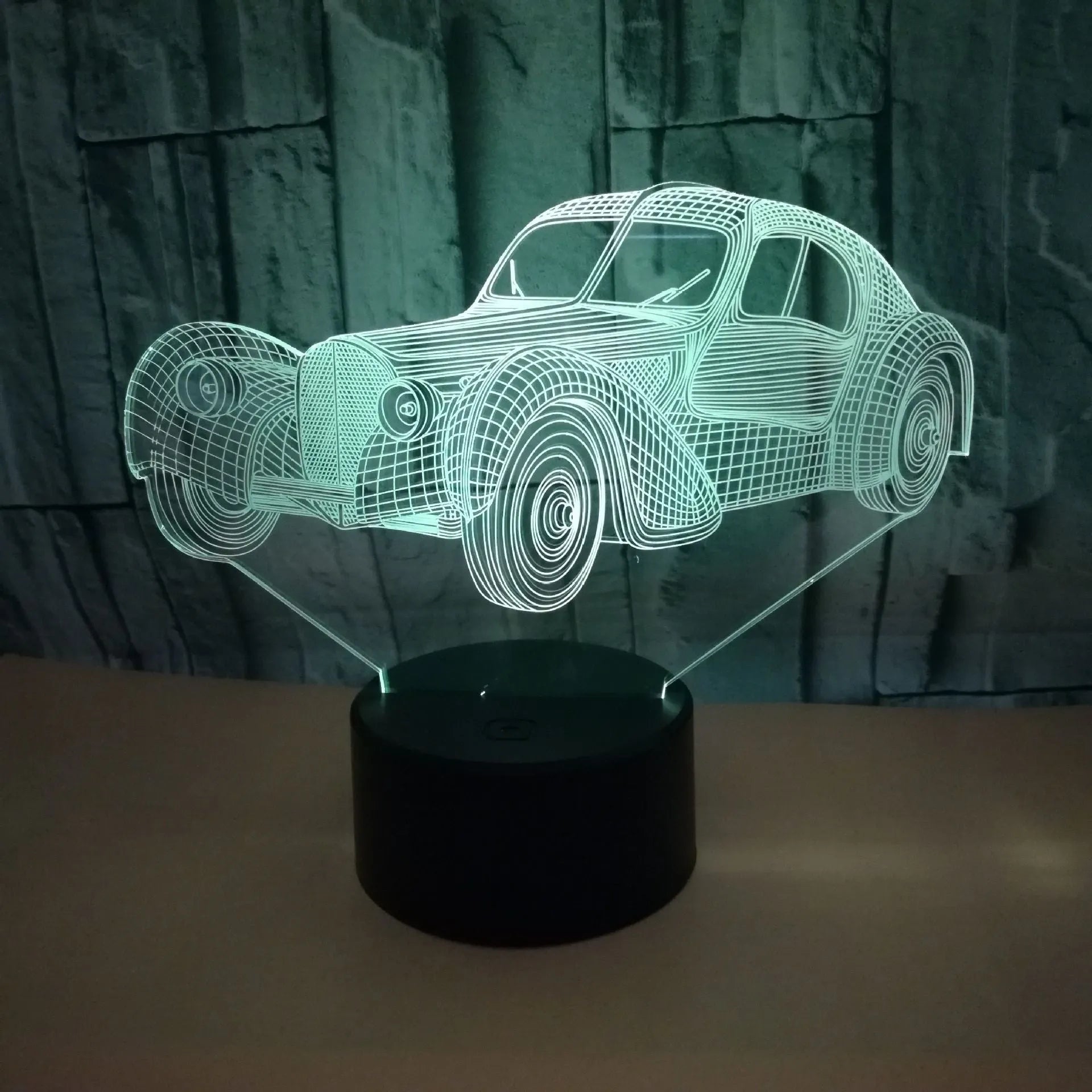 Car USB 3D night light classic car 3D lighting with seven colour modes and remote control on dashboard