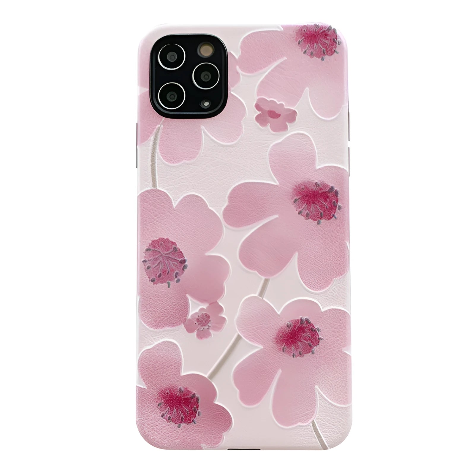 Pink soft rubber iPhone case with Japanese Korean style design and lanyard hole