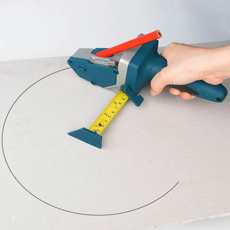 Blue multifunctional woodworking cutter with aluminium alloy construction and integrated measuring scale