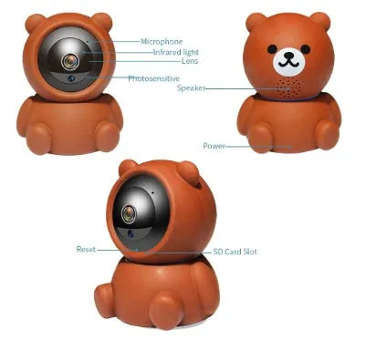 White wireless indoor security camera with 1080P HD resolution, automatic tracking, and infrared night vision.