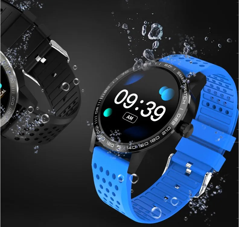 Smart bracelet with colour touchscreen displaying heart rate and activity data