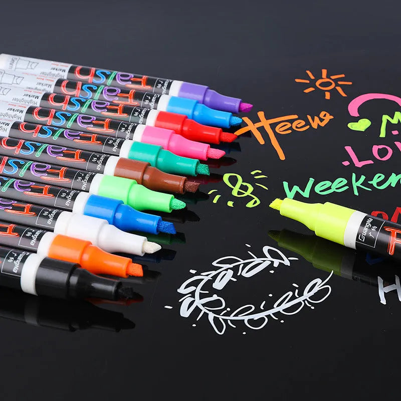 6mm electronic fluorescent plate highlighter with oblique pen shape and pressure valve design