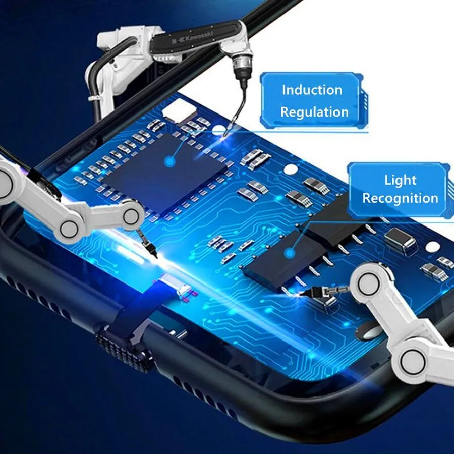 LED phone case for Apple iPhone with tempered glass back and glowing lights in cartoon colour