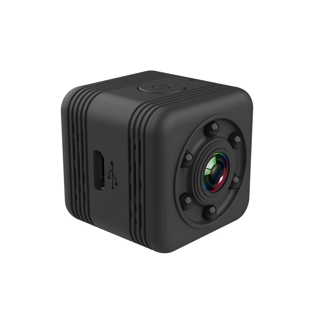 SQ29 black waterproof sports camera showing front view with lens.