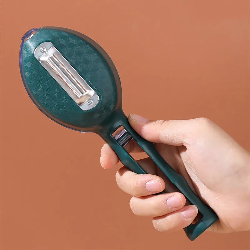 Peeling knife with storage lid stainless steel blade 19x6cm blackish green modern minimalist design