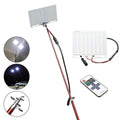 White LED fishing rod light on a telescopic pole with a remote control, dimensions 120 by 95 mm.