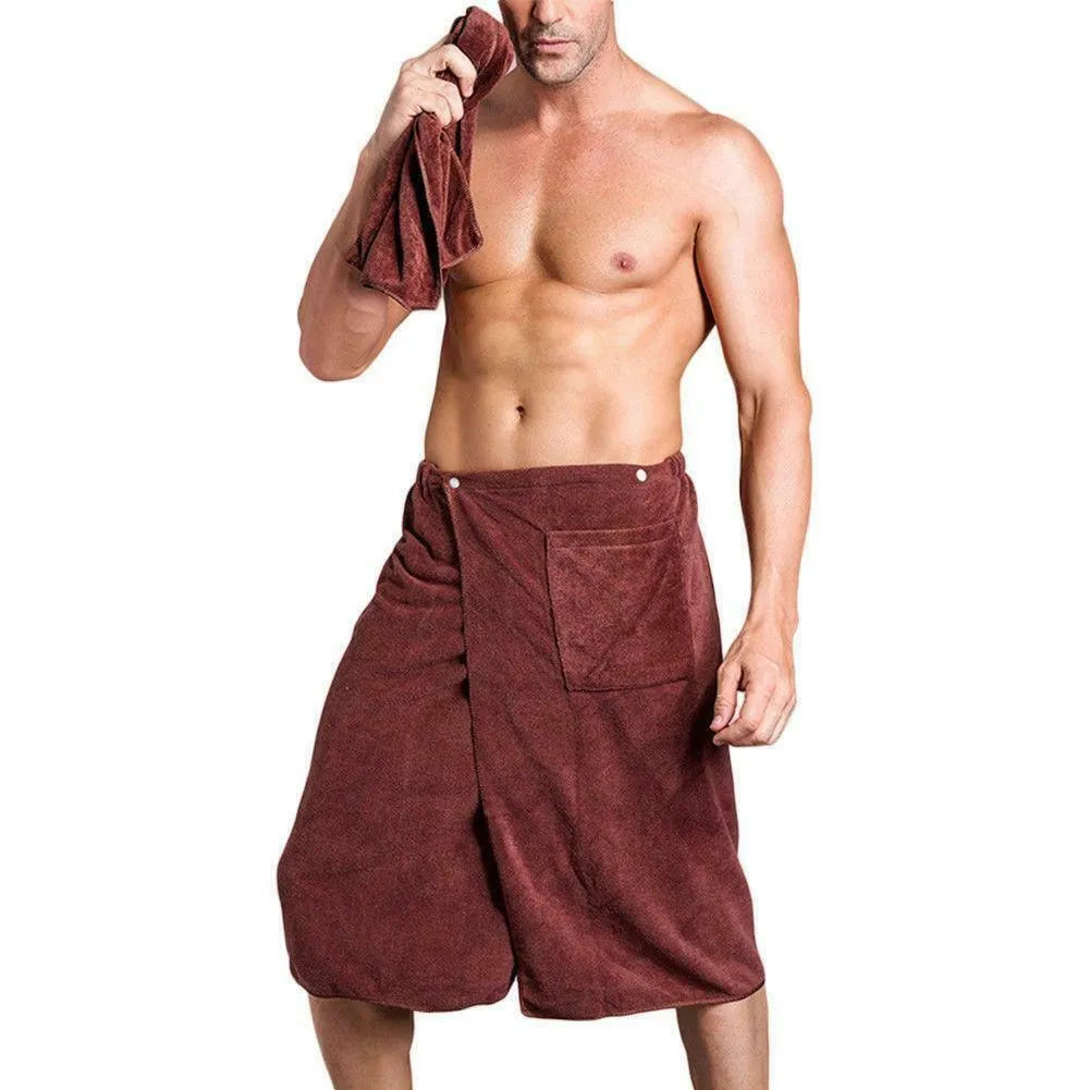 Men's quick-dry bath towel skirt in grey, 70x140cm, polyester blend