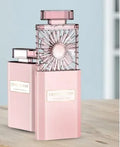Pink USB rechargeable handheld perfume fan with micro-USB port