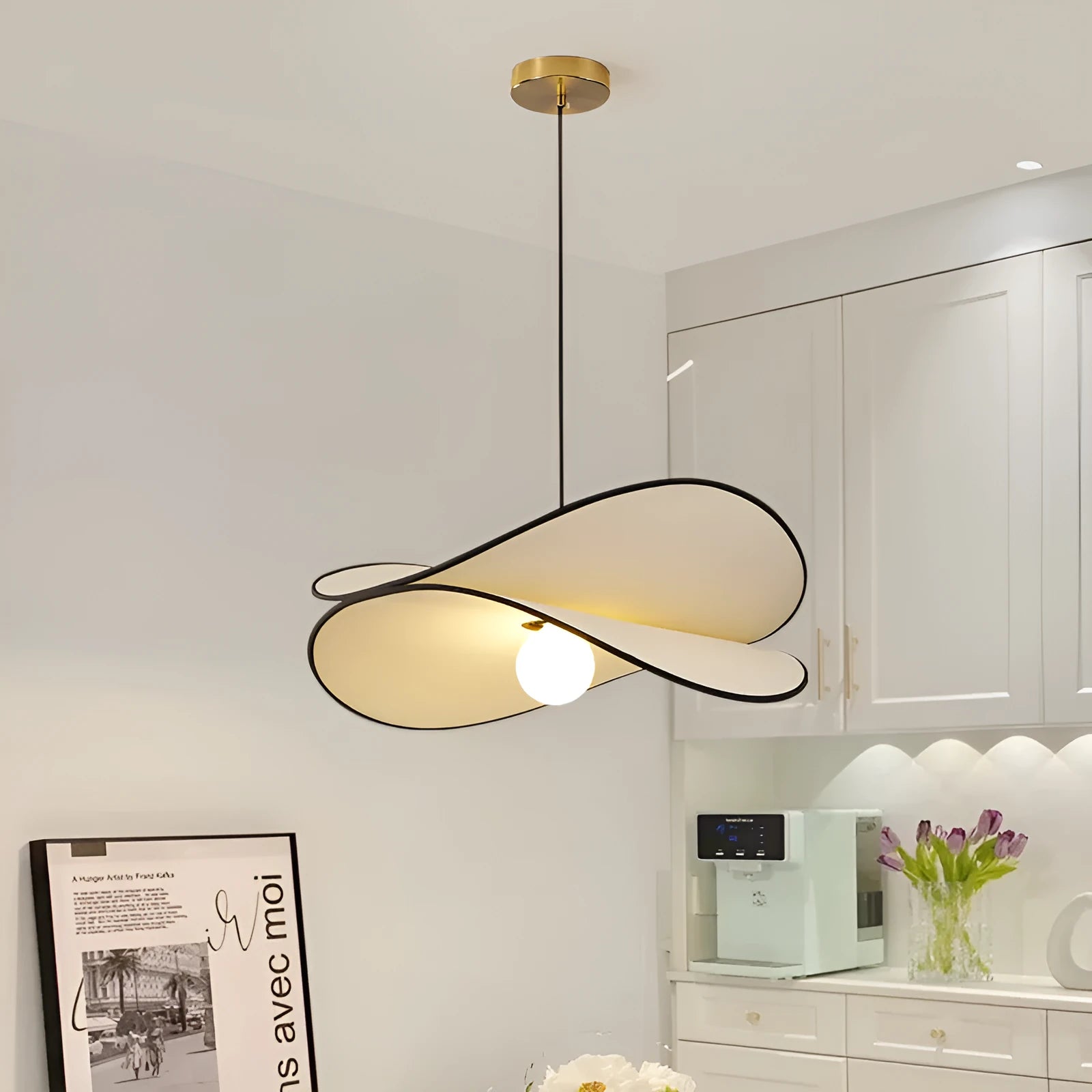 French style artistic chandelier pendant light with fabric potato chips shade for bedroom ceiling