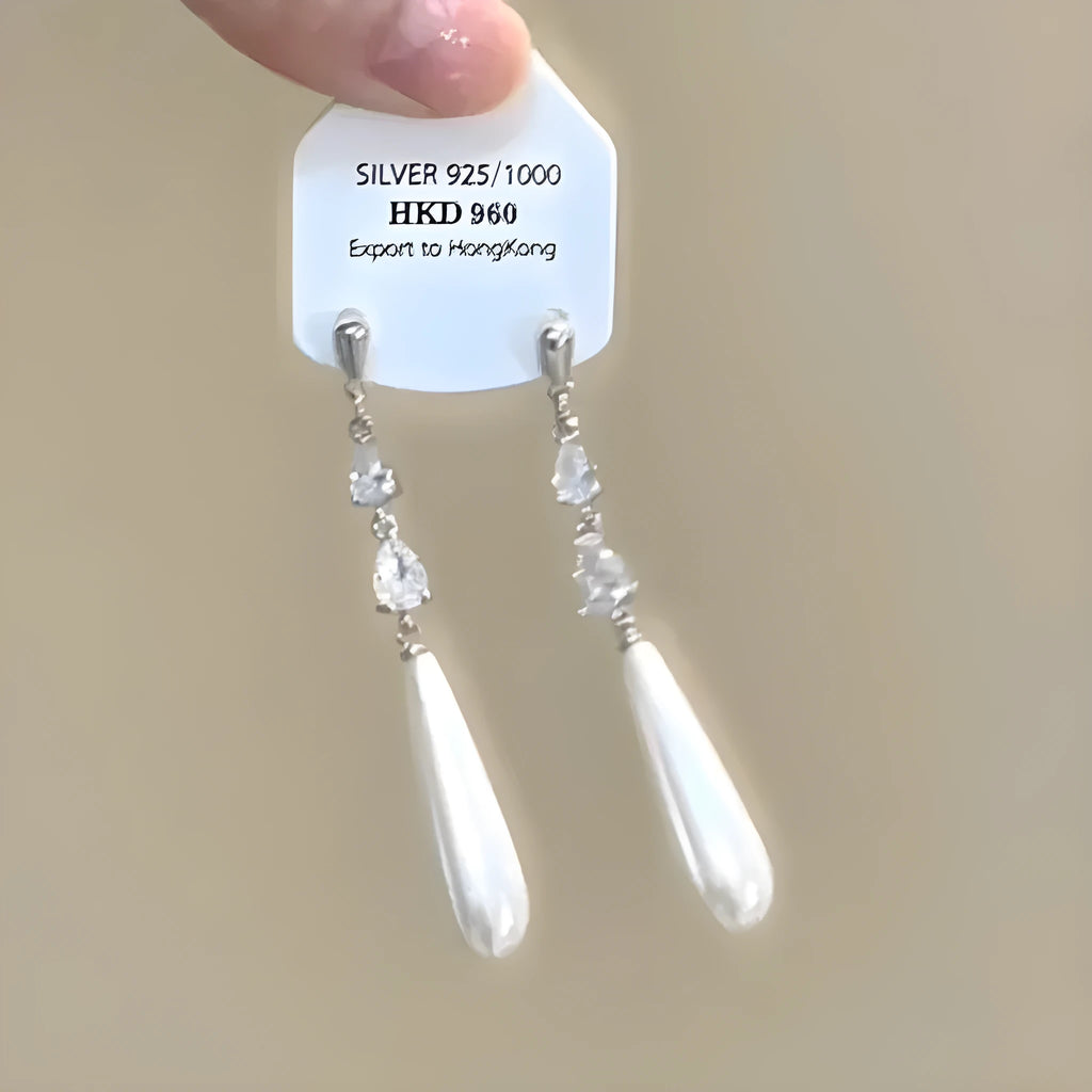 Geometric heart rhinestone little stars tassel earrings available as stud or clip-on women's jewellery