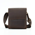 Men's first-layer cowhide leather single-shoulder crossbody bag in Brown 209 with solid colour finish