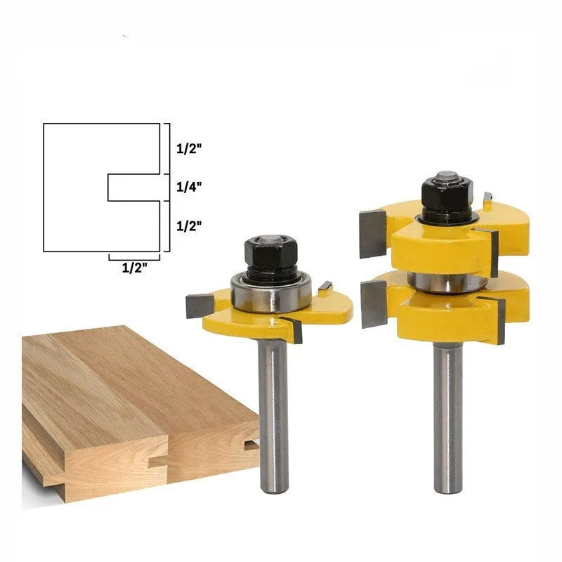 Three-tooth T-shaped tenon joining knife woodworking T-slot milling cutter with carbide 8 mm shank