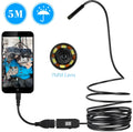 OWSOO USB endoscope camera with 5m cable, 7mm lens, LED lights, hook, magnet, and mirror for inspections