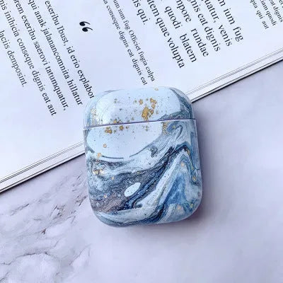 Hard white marble PC protective case for Apple AirPods 1 and AirPods 2 wireless earphones