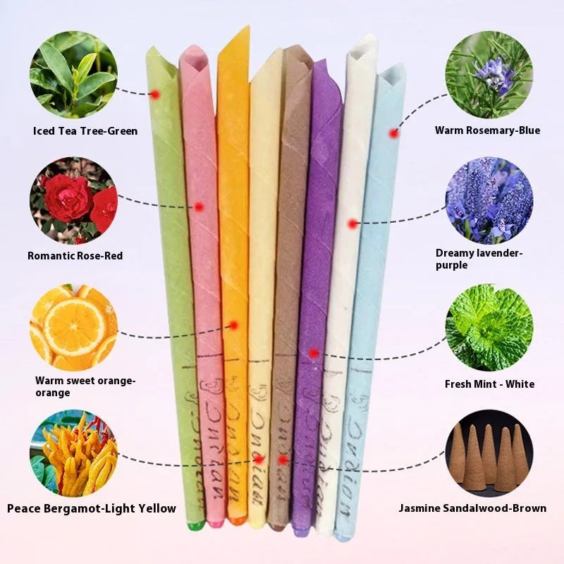 MQ Horn ear candle set with 16 candles, 8 protection boards, 16 swabs in eight colours for health massage