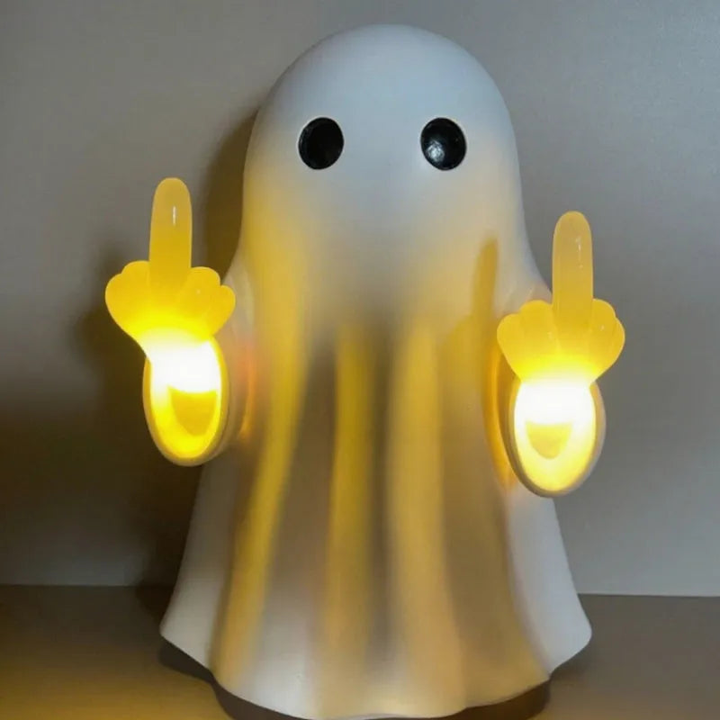 White plastic ghost statue night lamp with modern design for Halloween decoration