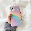 Rainbow gradient iPhone case with stripes in Japanese Korean style