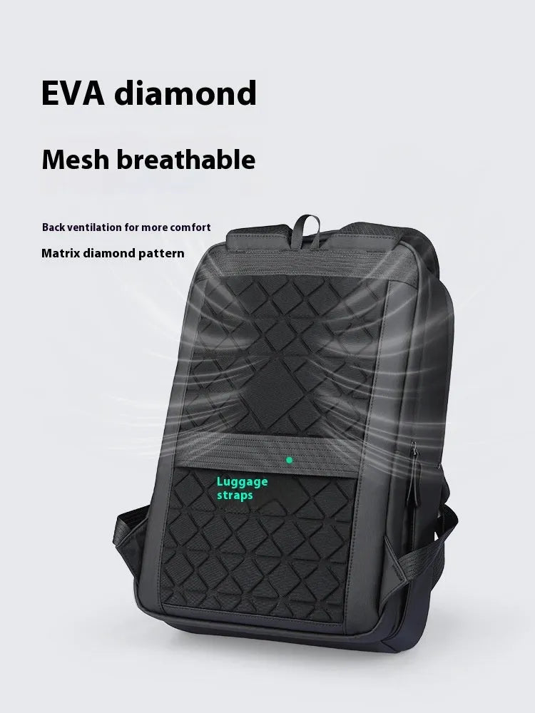Graphite grey USB business backpack with Oxford cloth exterior showing charging port and under 20L capacity