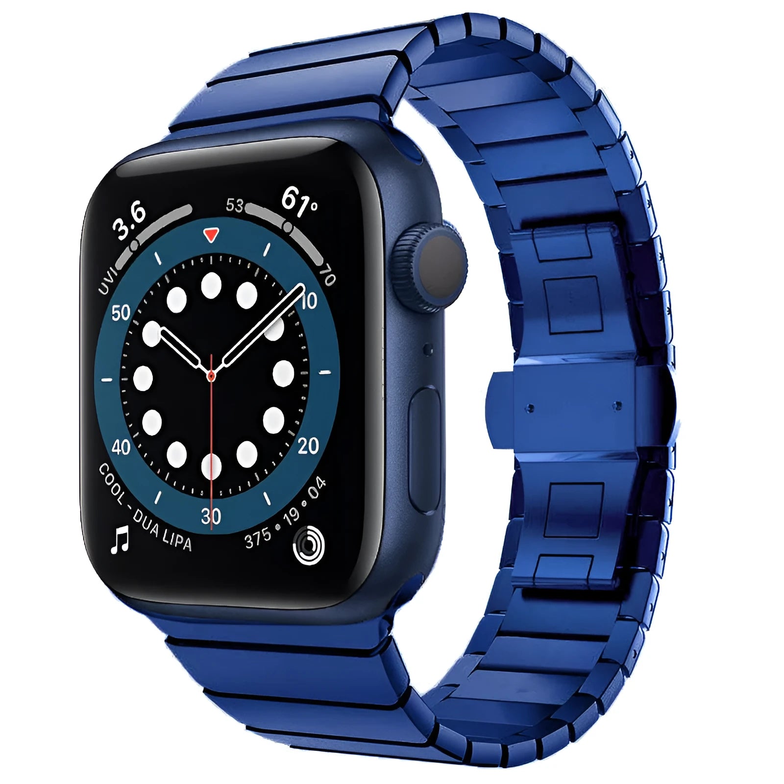 Stainless steel metal watch strap with butterfly buckle for Apple Watch in multiple colour options