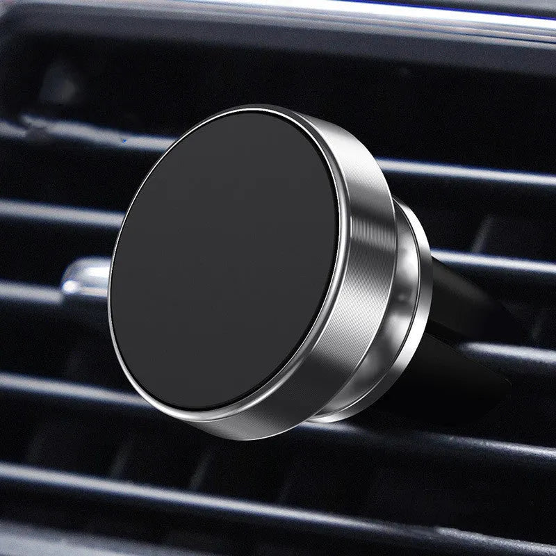 Aluminium alloy magnetic car phone holder in black, gold, or silver colour with CD texture finish