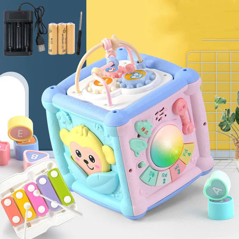 Building blocks cube drum baby early education toy with music and sound 15.5cm plastic toddlers