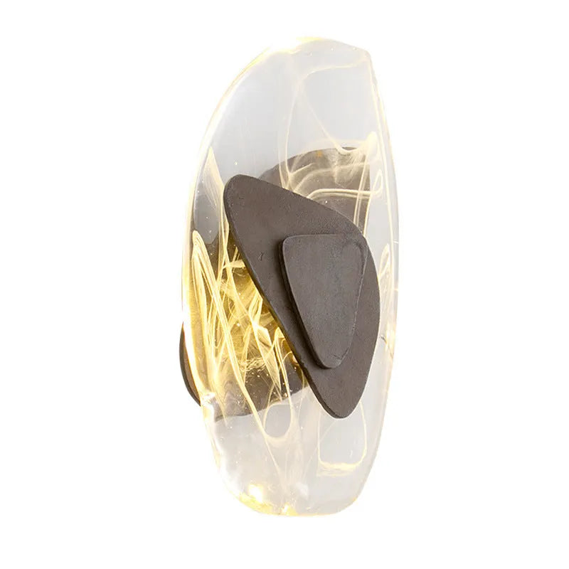 Black ice block crystal wall lamp with LED light, width 205mm, height 315mm, modern minimalist design