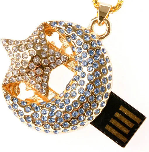 Jewelry Xingyue metal USB flash drive on a keyring, showing compact jewellery-inspired design.