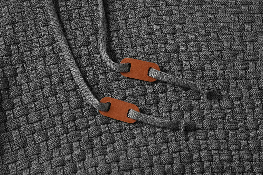 A men's hoodie sweater in a cotton and polyester blend, shown in one of nine available colours.