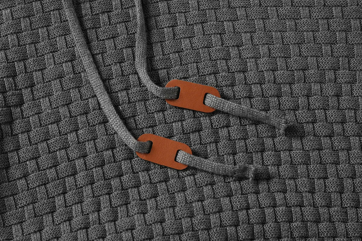 A men's hoodie sweater in a cotton and polyester blend, shown in one of nine available colours.