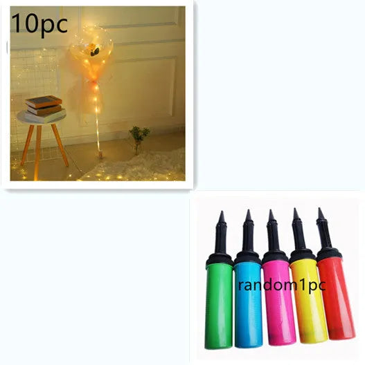 DIY LED luminous balloon rose bouquet set with transparent Bobo balls and LED lights on artificial flowers