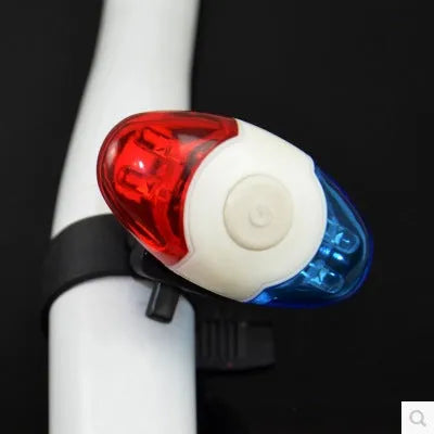 Red and blue LED equipment tail light with adjustable base showing horizontal and vertical placement options