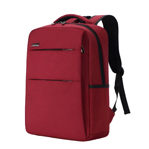 Waterproof shockproof rechargeable laptop backpack in Oxford cloth showing size options for 14-inch and 15.6-inch computers