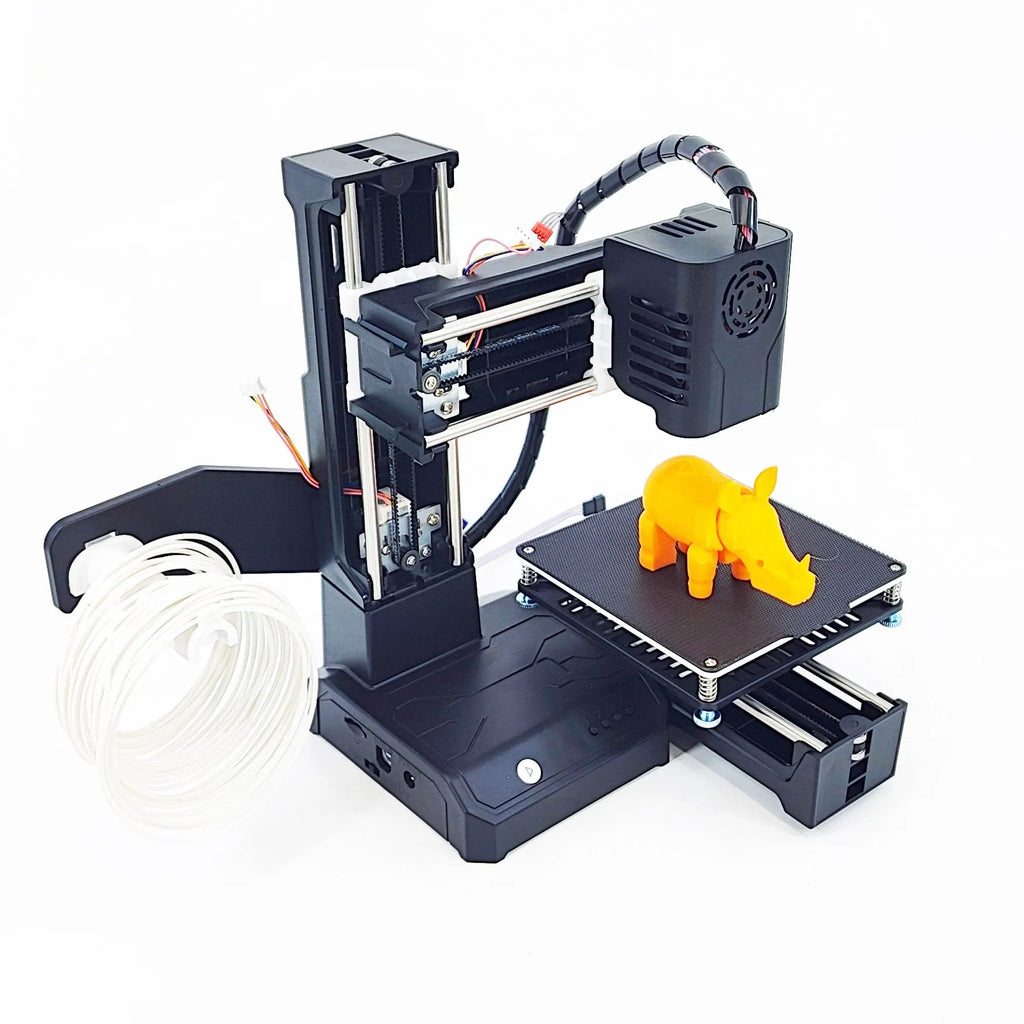 K9 Mini 3D printer in black or blue colour with compact 100mm build area for educational toy printing