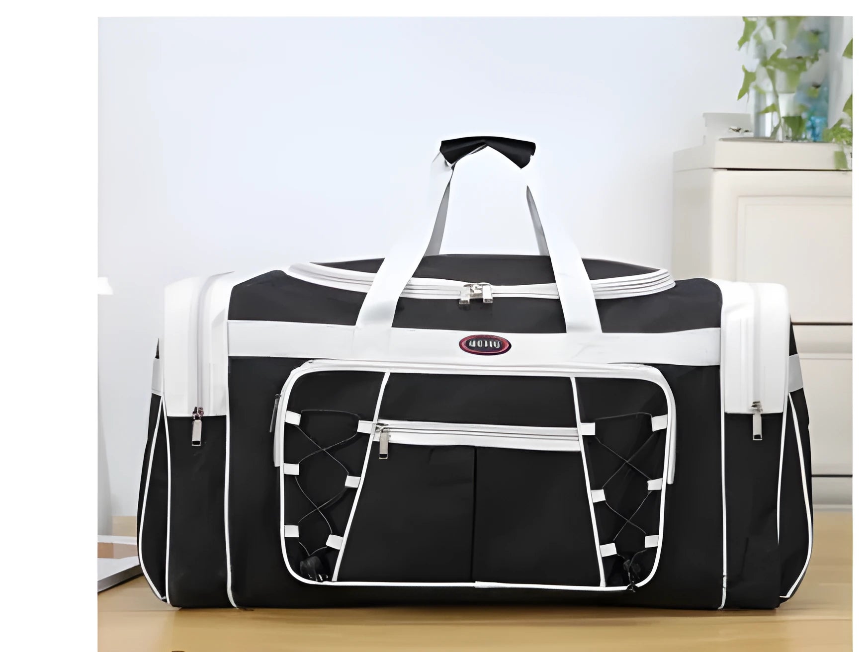 Oxford cloth shoulder bag in black with soft handle and shoulder strap, capacity 56-75 litres