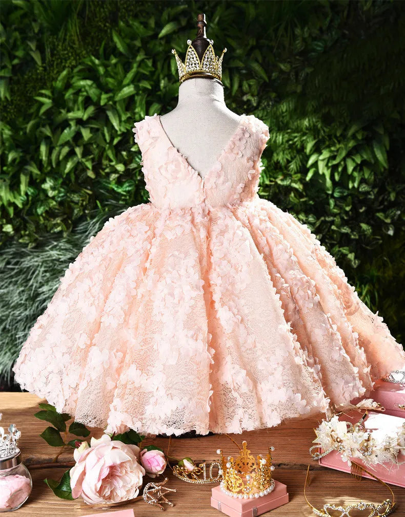 Pink cotton baby dress for one year old girl with size options 100cm to 170cm