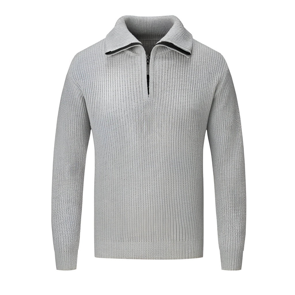 Men's slim fit solid colour pullover sweater in polyester blend fabric for autumn and winter wear