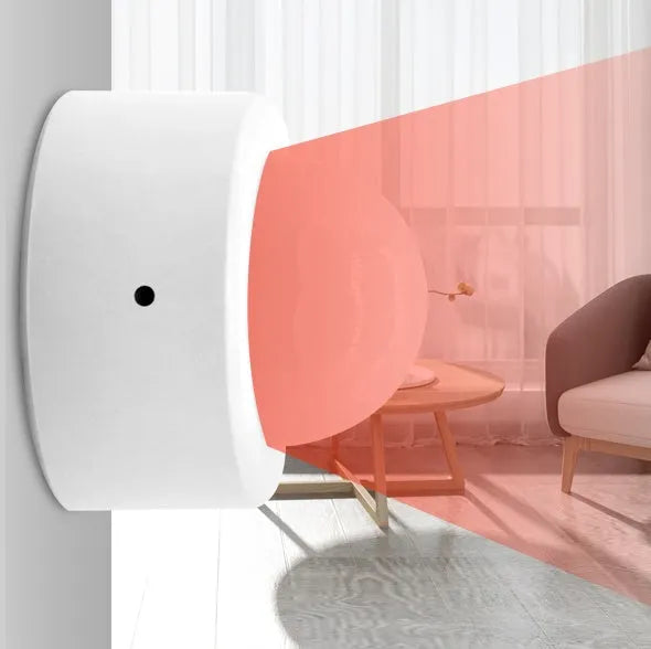 White wireless infrared body motion sensor with compact 33mm design and ZigBee connectivity