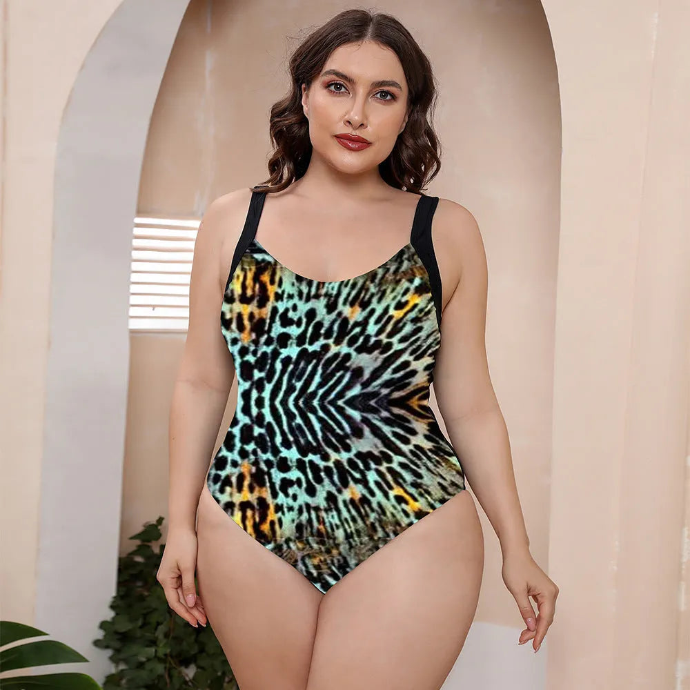 Floral print one-piece swimsuit with spaghetti straps and conservative vest design