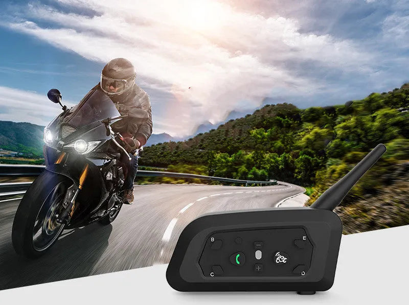 V6pro motorcycle helmet Bluetooth intercom unit with headphones and mounting accessories