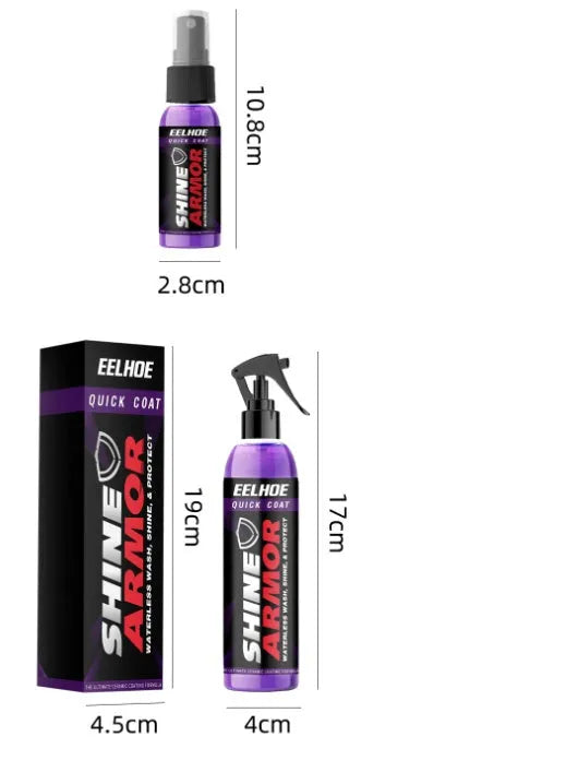Purple automobile nano coating agent spray bottle in 100ml size for car maintenance.