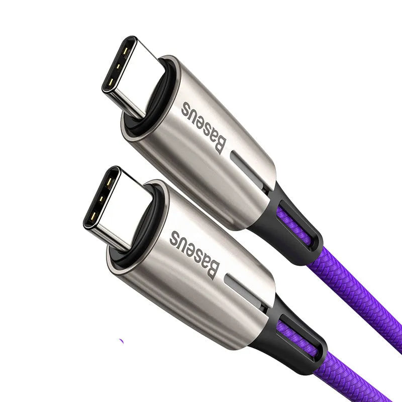 Purple and red dual Type-C PD60W fast charging cables for computer hardware