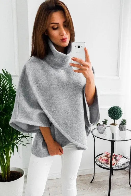 Women's long black batwing sleeve cardigan with plush velvet fabric and three-button placket