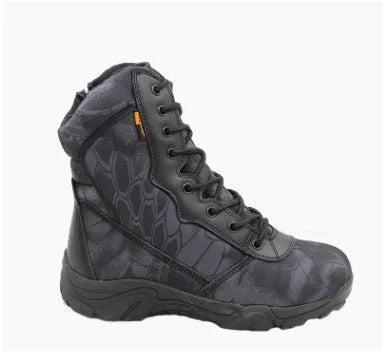 Waterproof nylon camouflage boots in green mango pattern for outdoor hiking