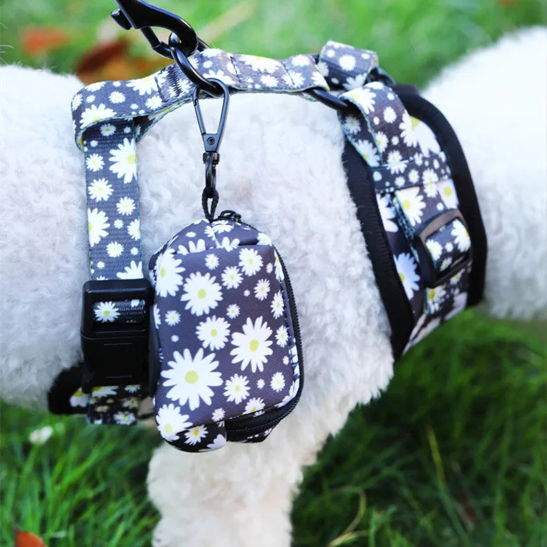 Cloth breathable dog harness leash set with traction rope in Style 1 print