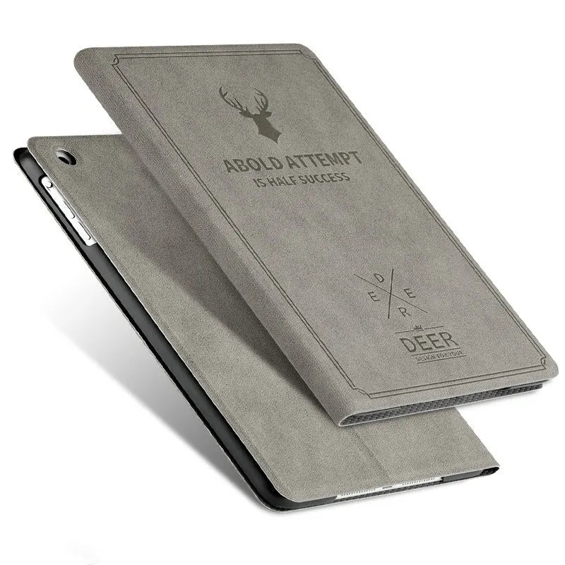 Flat protective cover for iPad in clamshell style, imitation leather exterior, PC inner shell