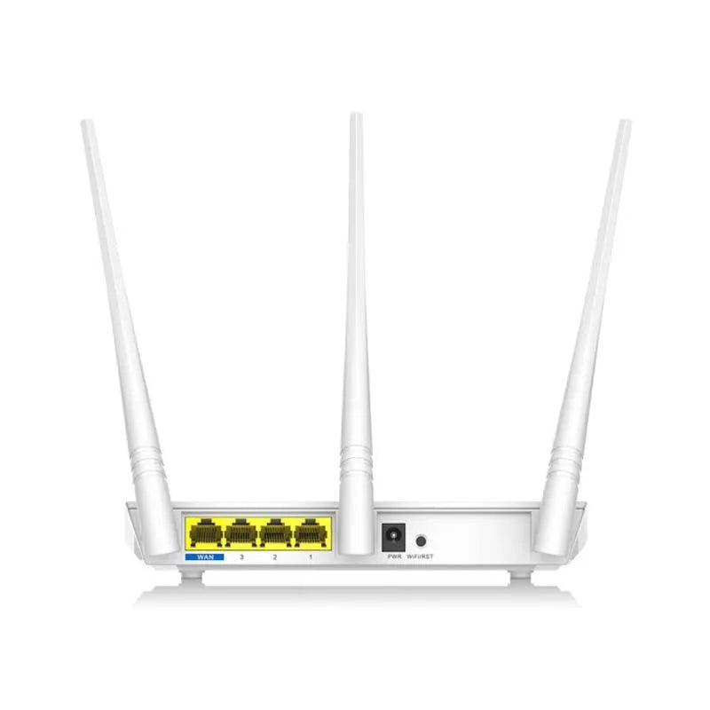 White wireless router with dual-band 2.4GHz and 5GHz support for broadband connections.