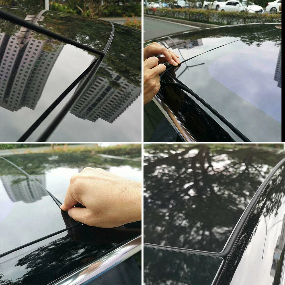 Black silicone Tesla Model 3 windshield roof sunroof seal strip measuring 285 cm