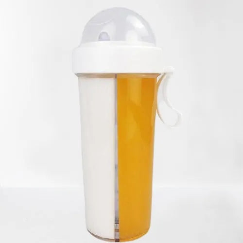 Double tube water bottle in plastic, 420ml and 600ml sizes, colours Blue, Green, Pink, and White